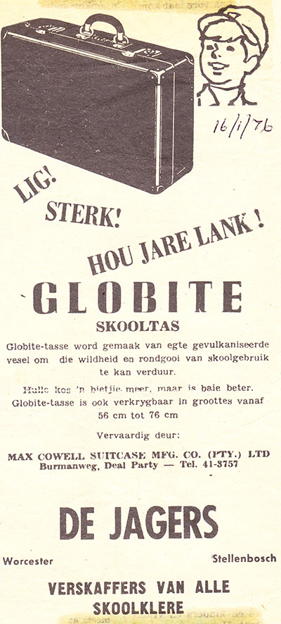 Globite Skooltas — January 1976