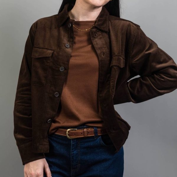 LANA Cordoroy Shacket Brown