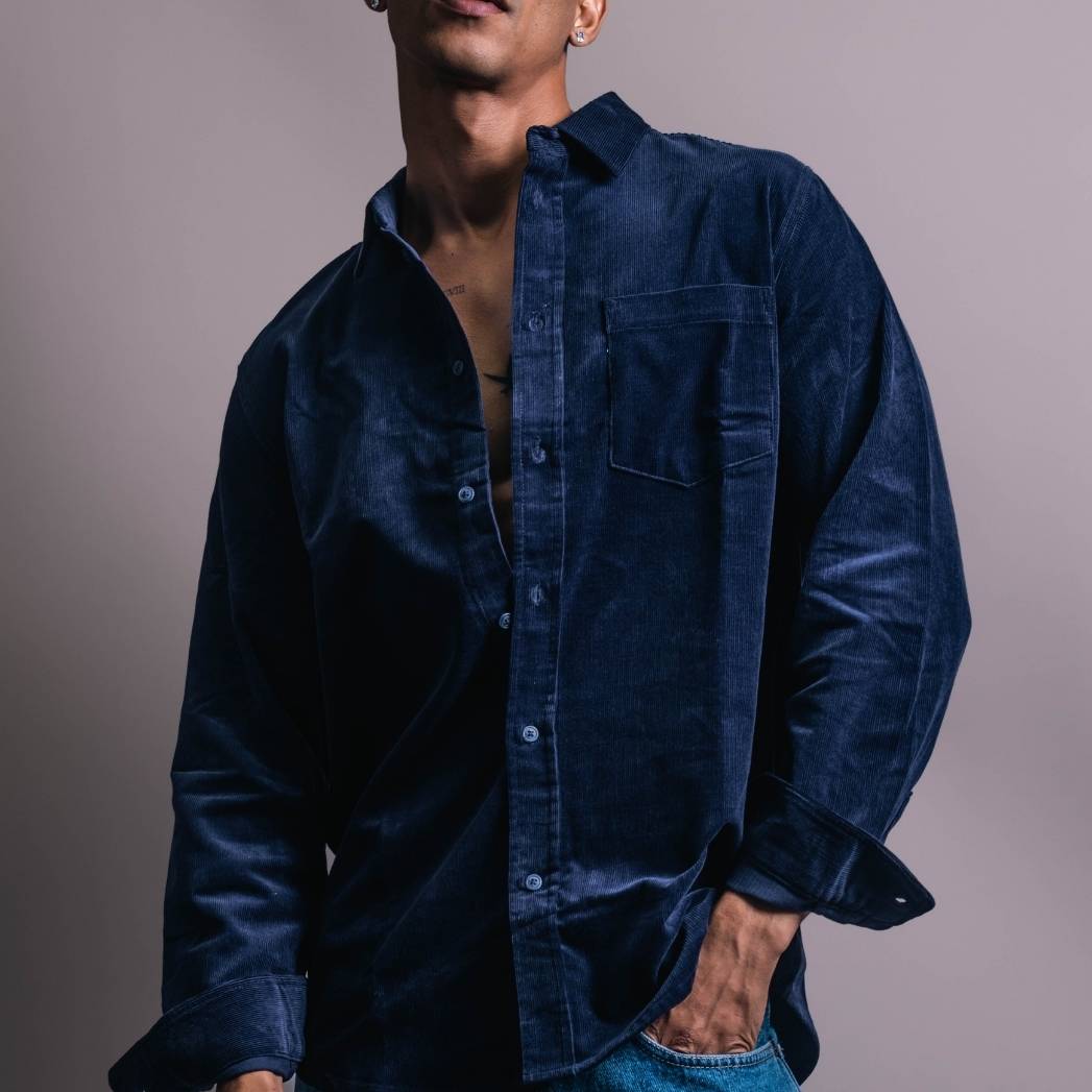 JACOB Jody Courdoroy Shirt Navy - Image 2
