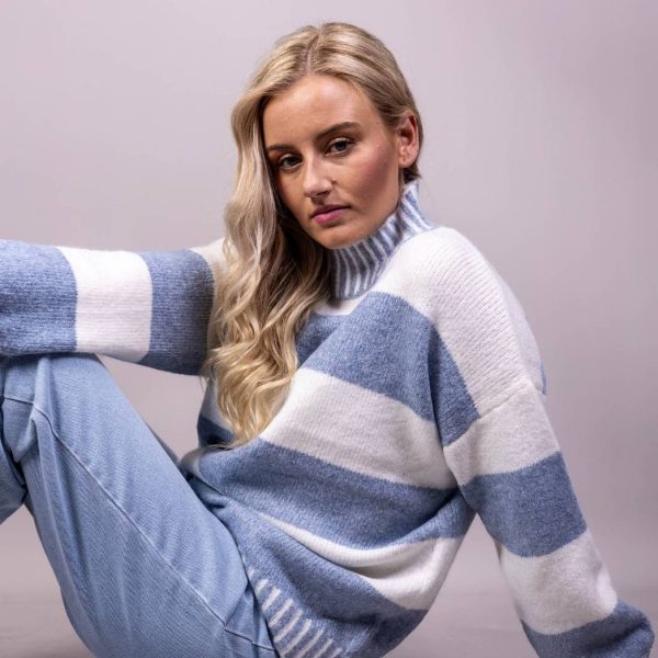 LANA Knitted Sweater Blue/White