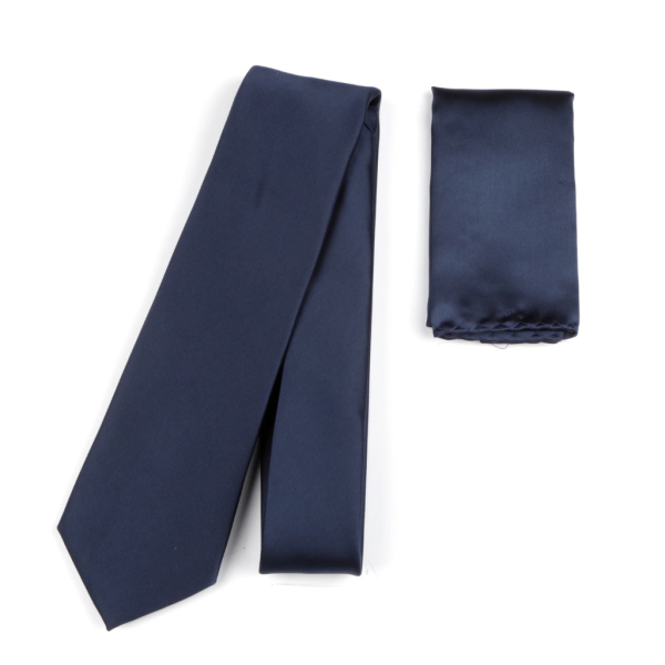 Robert Daniel Classic Plain Tie and Matching Pocket Square